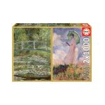 Educa "Claude Monet: El Estanque de los Nenúfares + Mujer con Sombrilla" - 2 x 1000 piezas